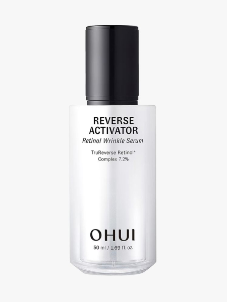 O Hui Reverse Activator Retinol Wrinkle Serum in branded component on a light gray background